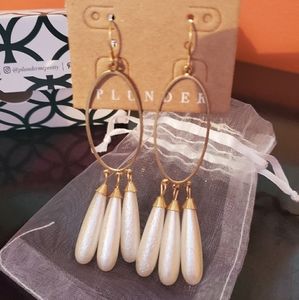 Plunder gold tone earrings. NEW